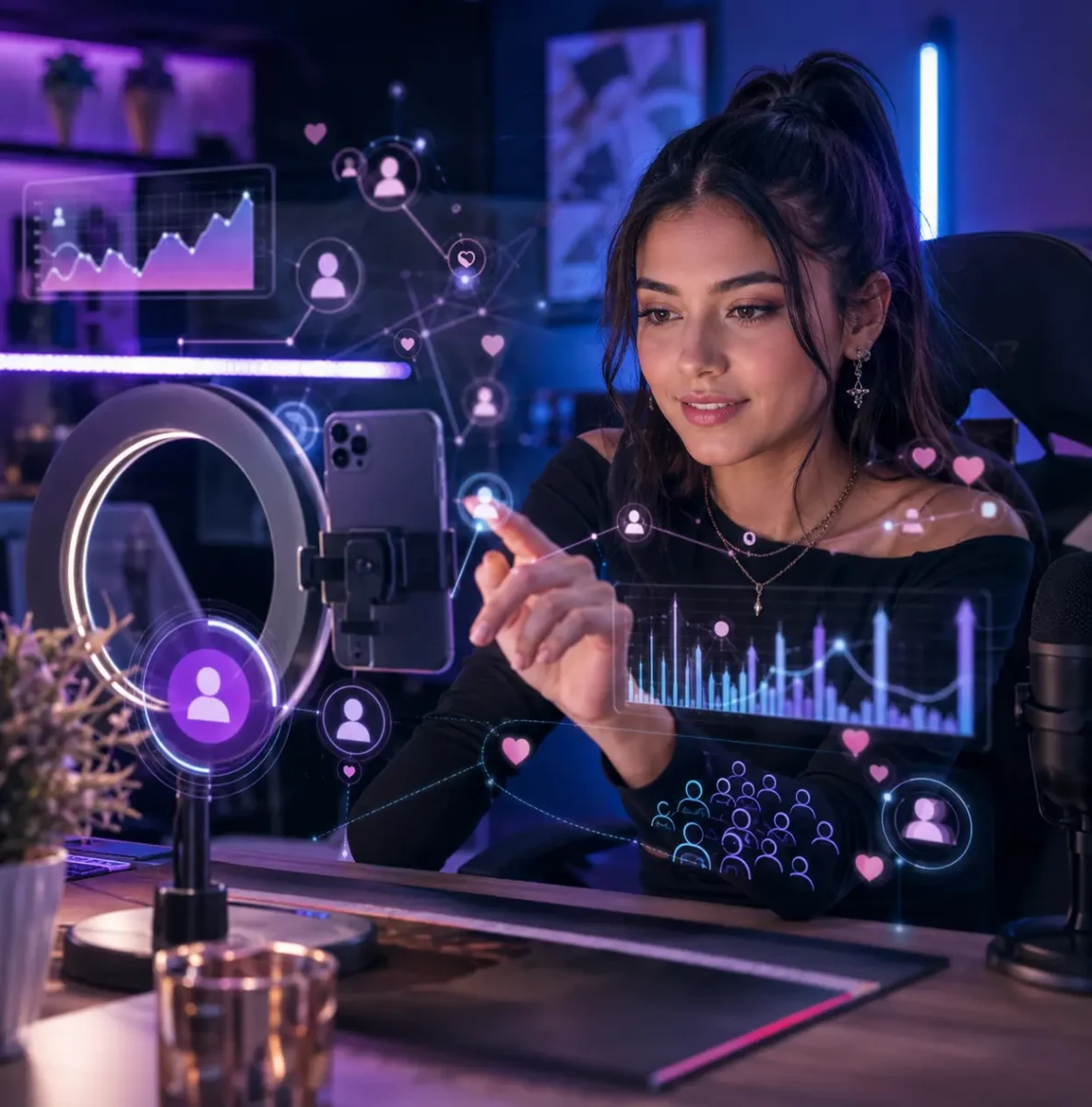Streamer aprendiendo estrategias para conectar y retener a su audiencia
